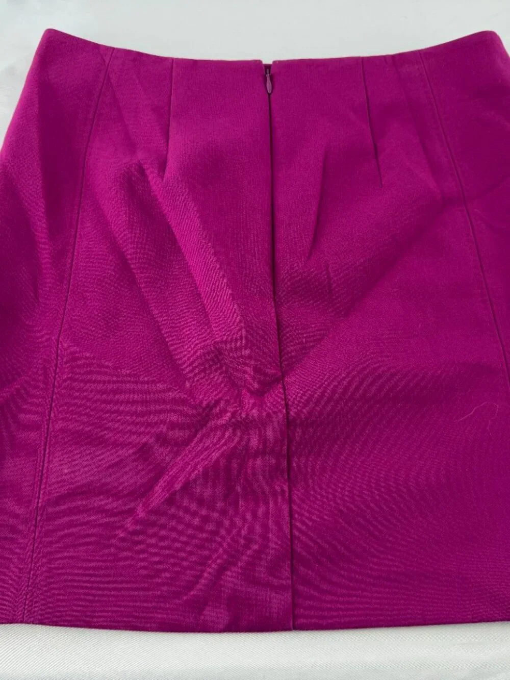 Ann Taylor Loft Magenta Pink Mini Skirt Seamed Zip Back Size 6